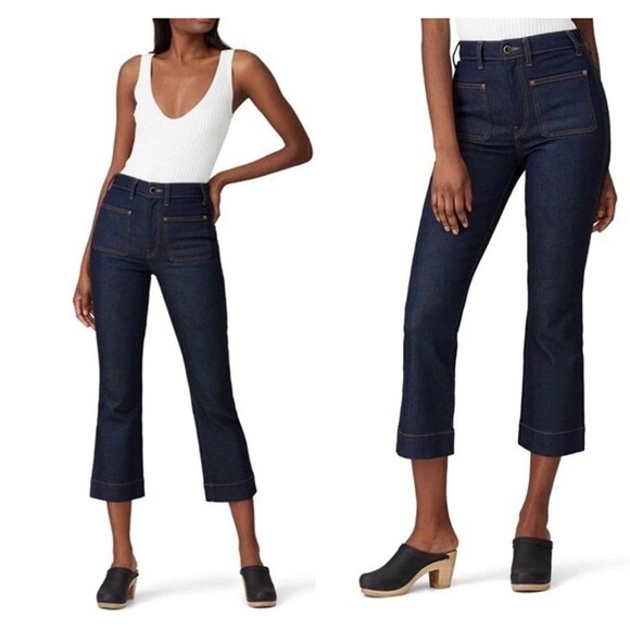 KHAITE Raquel Patch Flare Pockets Dark Wash Jeans Size 26 NWOT
